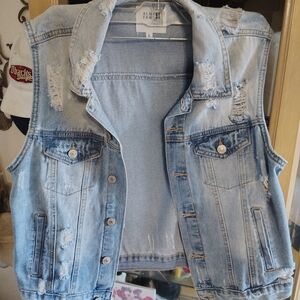 Almost Famous Light Blue Denim Vest